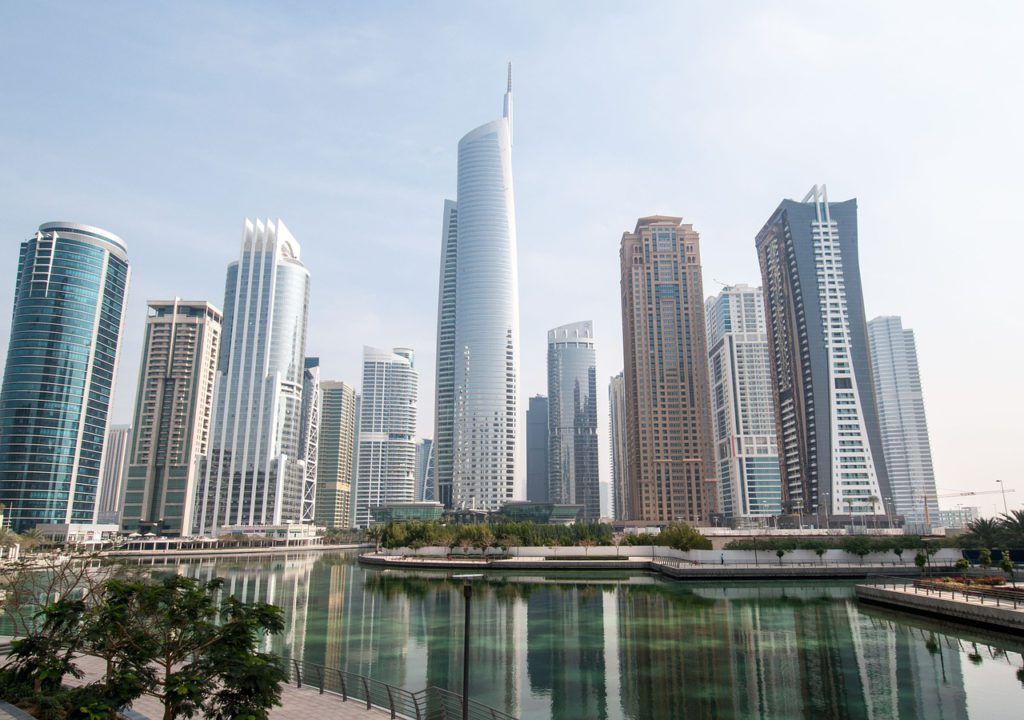 Vista de los rascacielos de Dubai