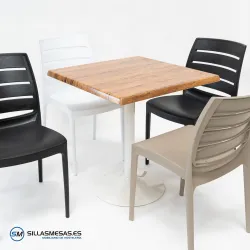 Conjunto 4 sillas Carmen y mesa F cuadrada resistente
