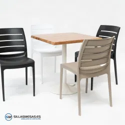 Conjunto 4 sillas Carmen y mesa F cuadrada resistente