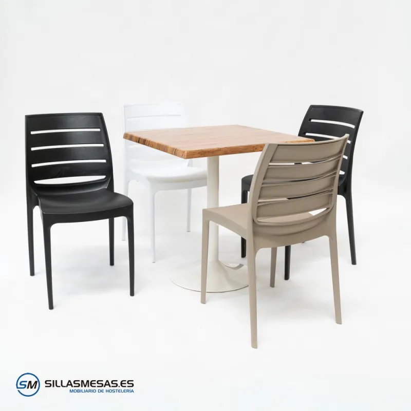 Conjunto 4 sillas Carmen y mesa F cuadrada resistente