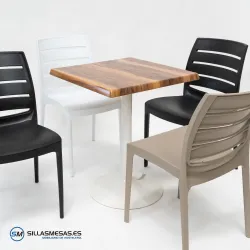 Conjunto 4 sillas Carmen y mesa F cuadrada resistente