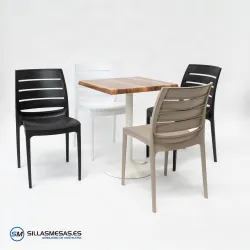 Conjunto 4 sillas Carmen y mesa F cuadrada resistente
