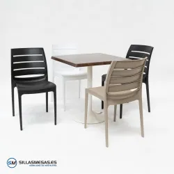 Conjunto 4 sillas Carmen y mesa F cuadrada resistente