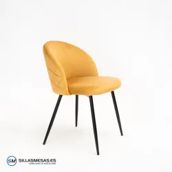 Silla Velvet mostaza vintage: elegancia y confort