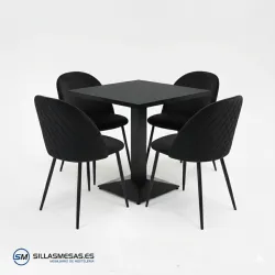 Conjunto misterio 4 sillas Velvet y mesa Daniela
