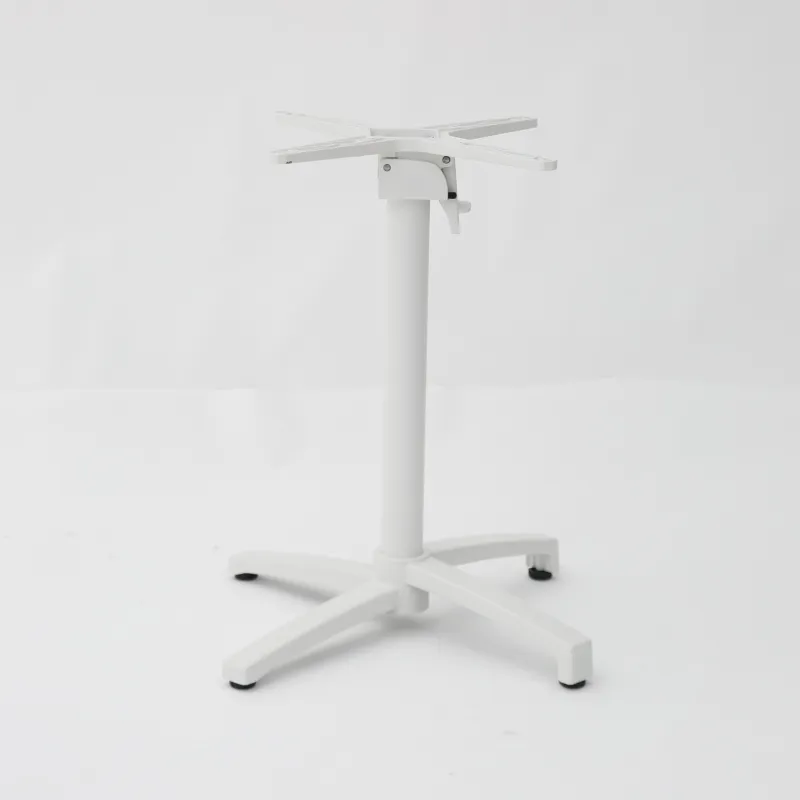 Mesa abatible interior Cromo con pie blanco: minimalista