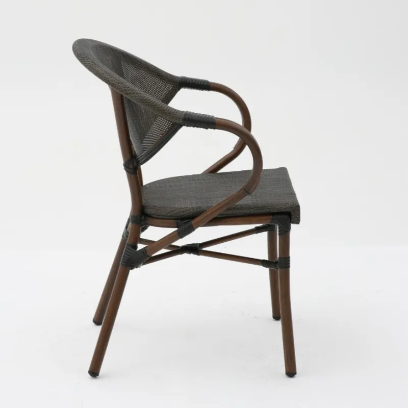 Sillón MOLI aluminio efecto bambú y textilene wengué para terraza