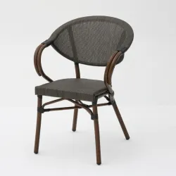 Sillón MOLI aluminio efecto bambú y textilene wengué para terraza