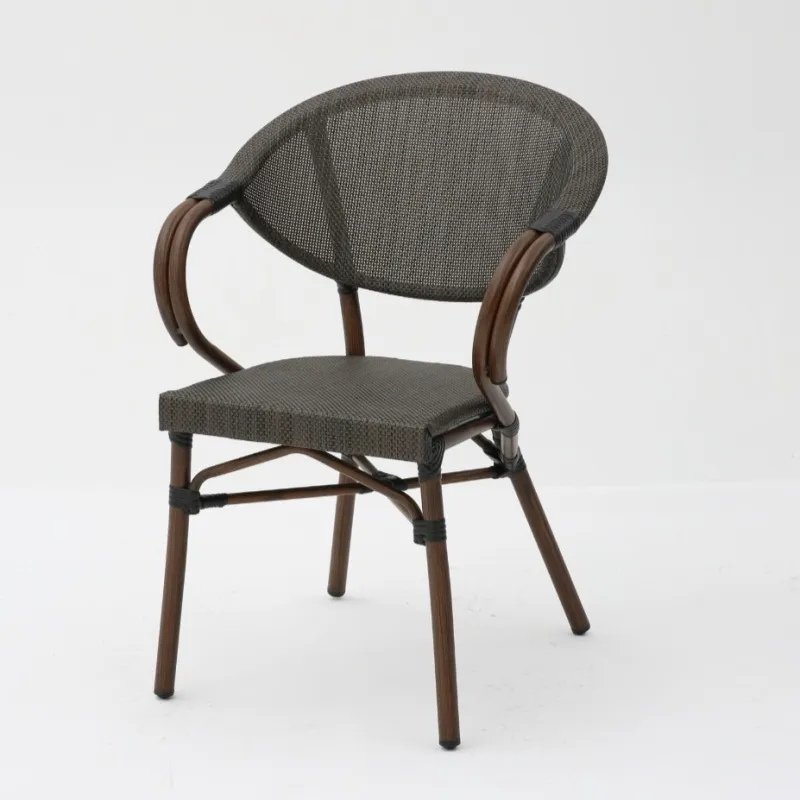Sillón MOLI aluminio efecto bambú y textilene wengué para terraza