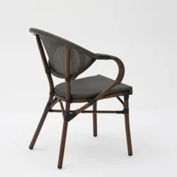 Sillón MOLI aluminio efecto bambú y textilene wengué para terraza