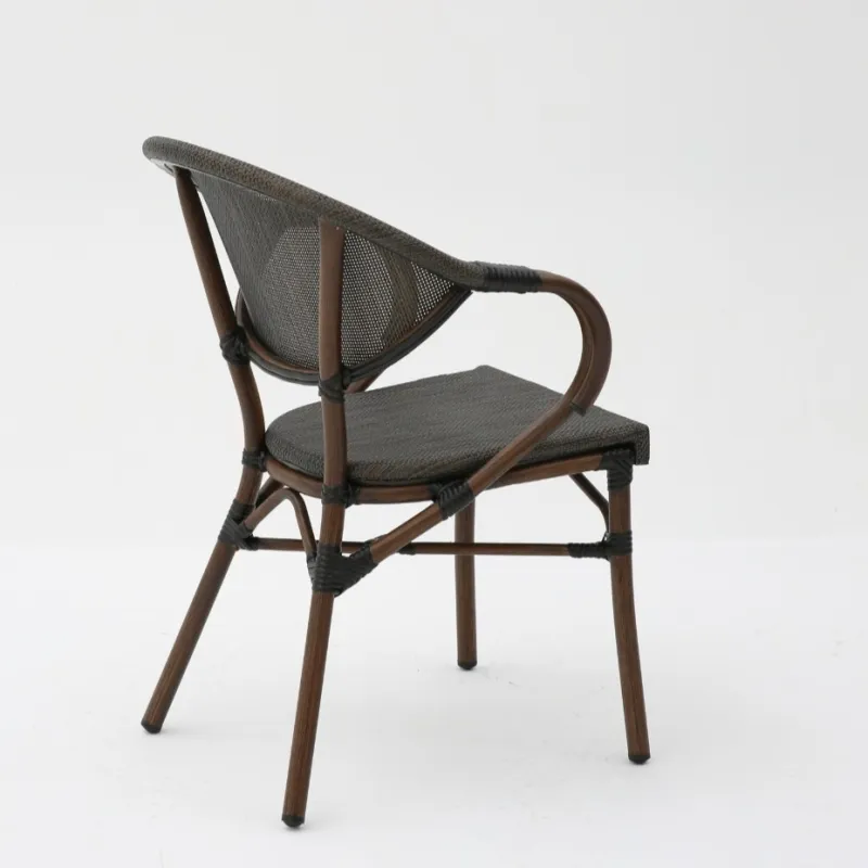 Sillón MOLI aluminio efecto bambú y textilene wengué para terraza