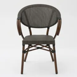 Sillón MOLI aluminio efecto bambú y textilene wengué para terraza