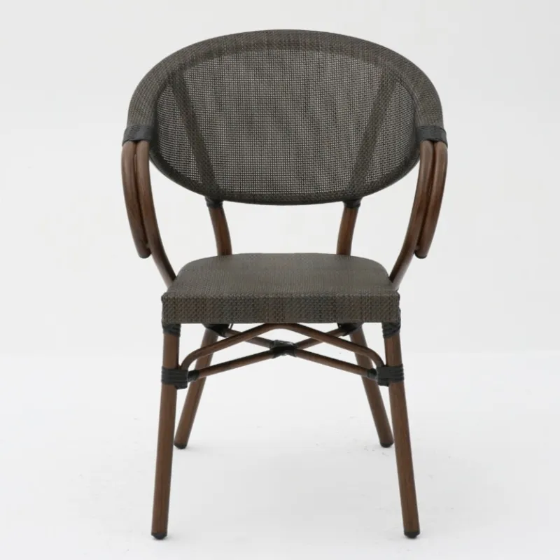 Sillón MOLI aluminio efecto bambú y textilene wengué para terraza