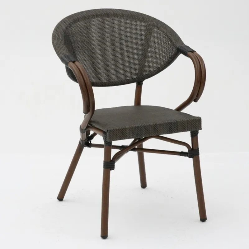 Sillón MOLI aluminio efecto bambú y textilene wengué para terraza