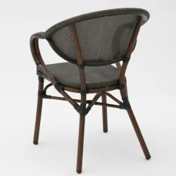 Sillón MOLI aluminio efecto bambú y textilene wengué para terraza