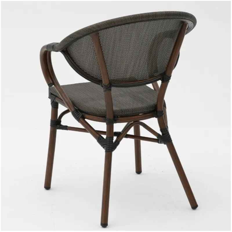Sillón MOLI aluminio efecto bambú y textilene wengué para terraza