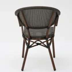 Sillón MOLI aluminio efecto bambú y textilene wengué para terraza
