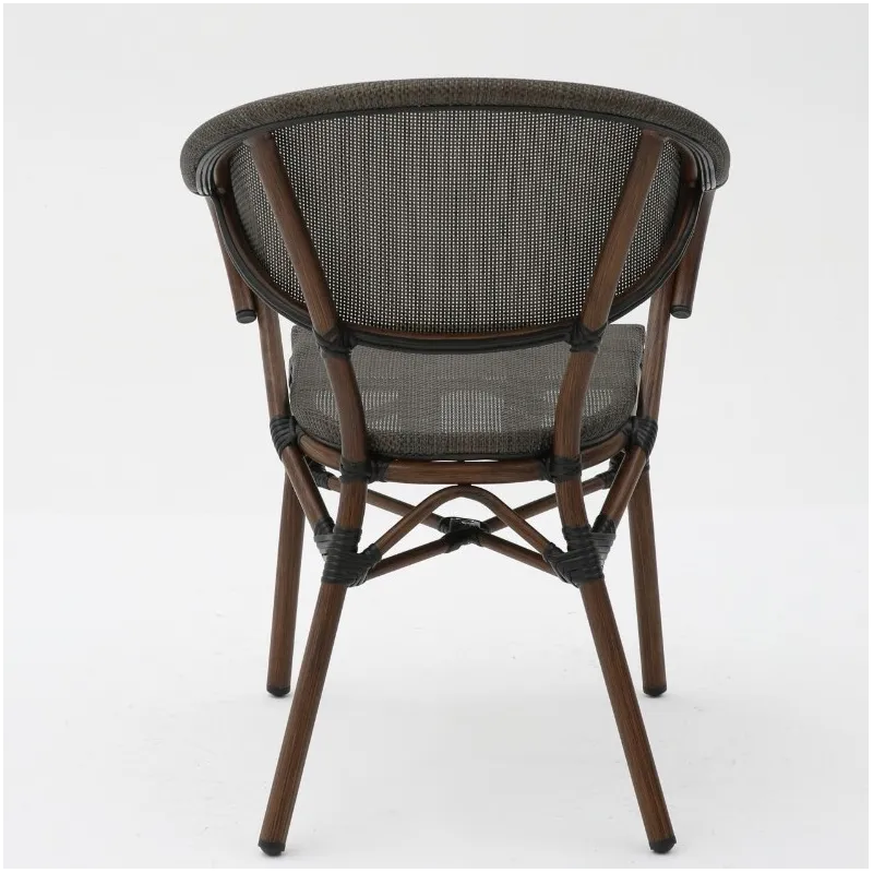 Sillón MOLI aluminio efecto bambú y textilene wengué para terraza