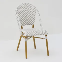 Silla hostelería Parisina gris y blanca rattan