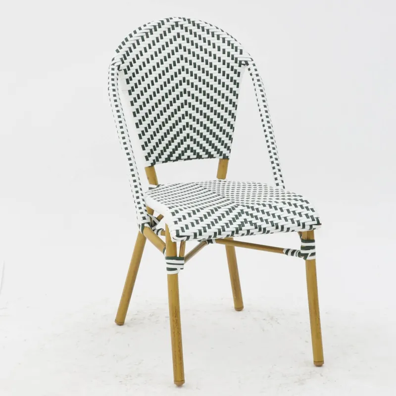 Silla hostelería Parisina verde y blanca rattan