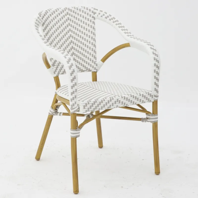 Sillón hostelería Parisino de rattan: blanco y gris