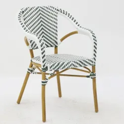 Sillón hostelería parisino verde y blanco rattan