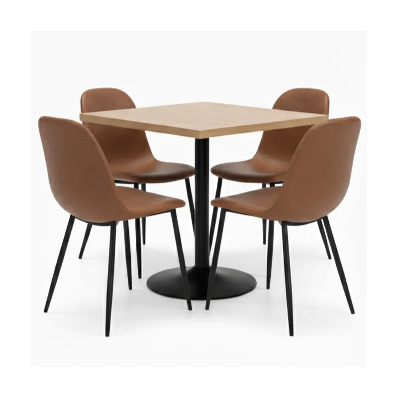 Conjunto cuero 4 sillas Soleil y mesa F interior