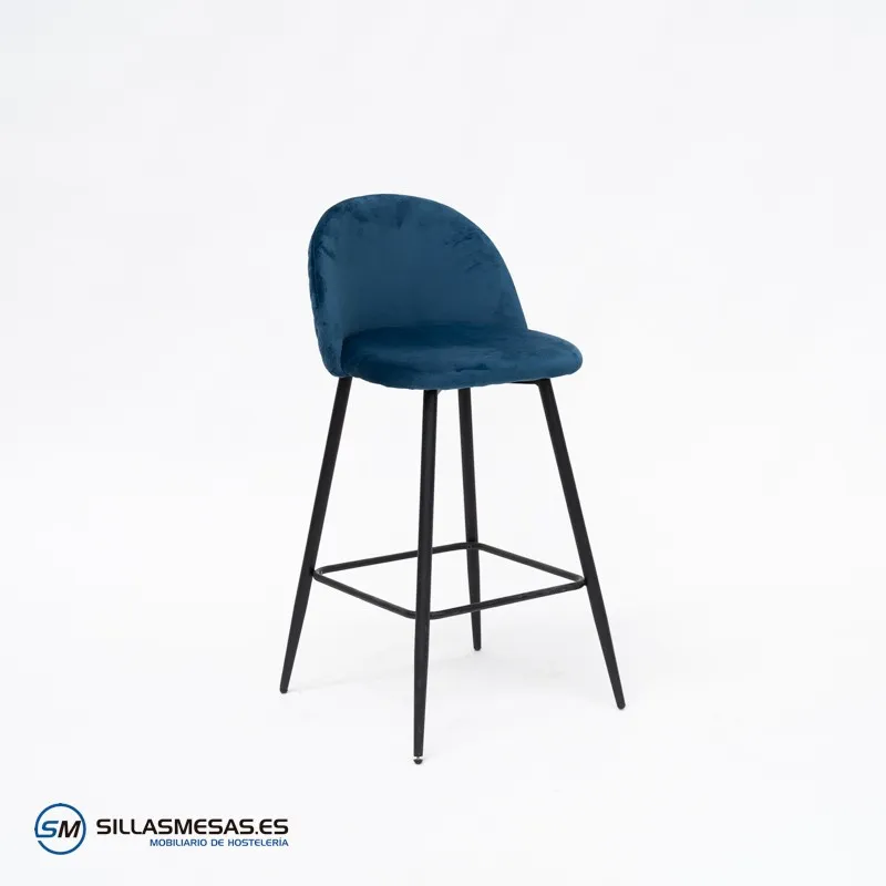 Taburete Velvet azul sin brazos: cómodo y vintage