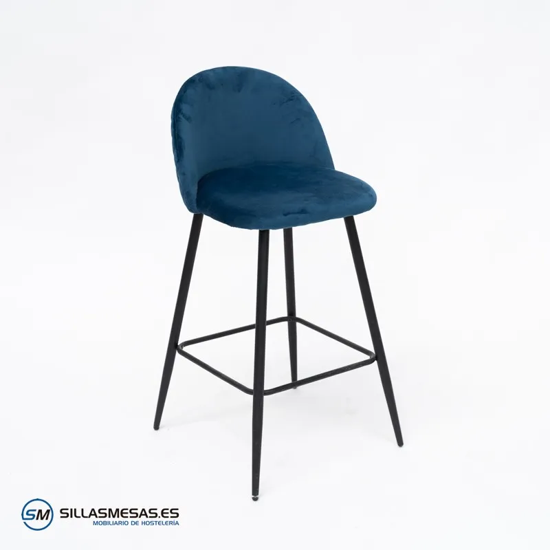 Taburete Velvet azul sin brazos: cómodo y vintage
