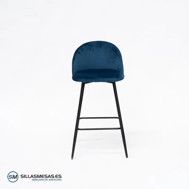 Taburete Velvet azul sin brazos: cómodo y vintage