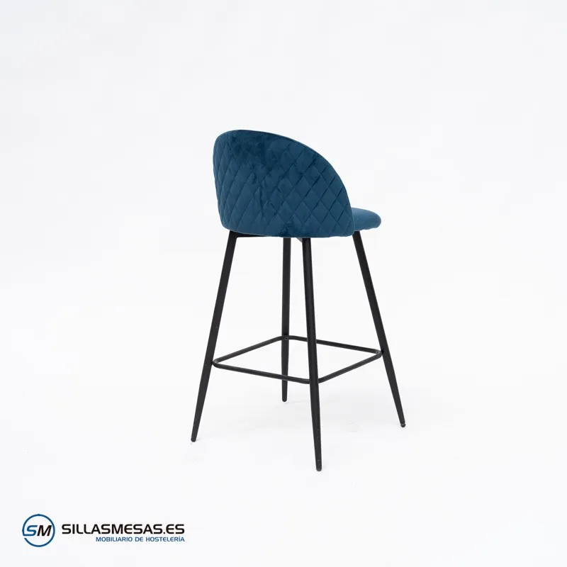 Taburete Velvet azul sin brazos: cómodo y vintage