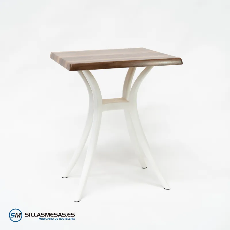 Mesa Venus exterior pie blanco: moderna y sutil