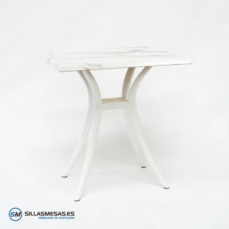 Mesa Venus exterior pie blanco: moderna y sutil