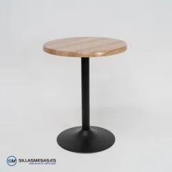 Mesa F redonda exterior pie negro: diseño sólido