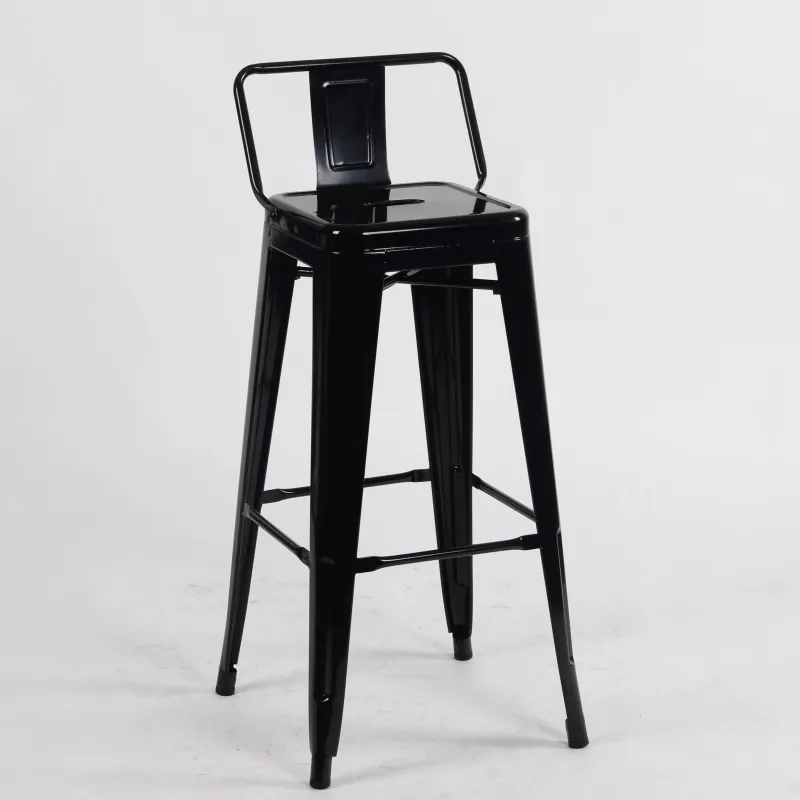 Taburete Tolix respaldo negro: vintage y resistente