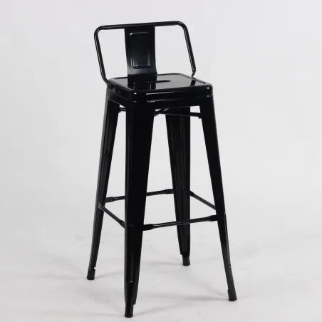 Taburete Tolix respaldo negro: vintage y resistente