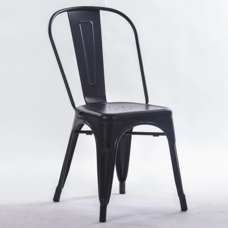 Silla Tolix negro mate metálica: sólida y apilable