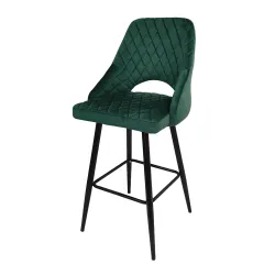 Taburete Velvet verde con brazos: vintage y elegante