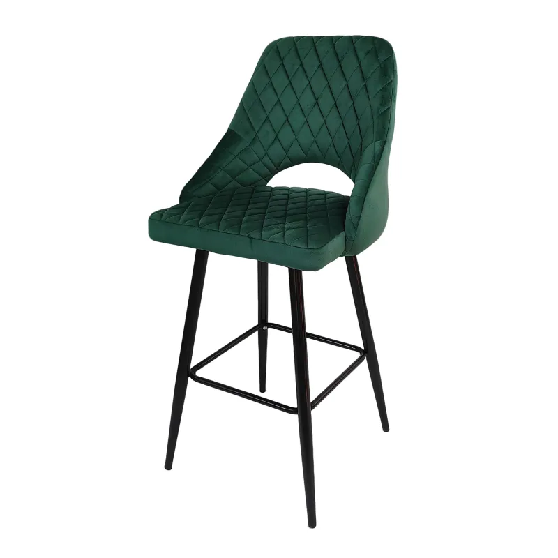 Taburete Velvet verde con brazos: vintage y elegante