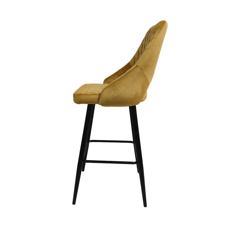 Taburete Velvet mostaza brazos: vintage y cómodo