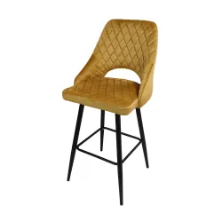Taburete Velvet mostaza brazos: vintage y cómodo