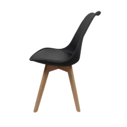 Silla TULIP negra estilo nórdico con patas de haya para hostelería