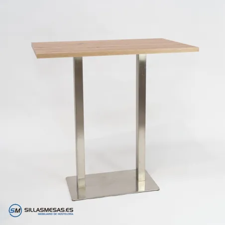 Mesa alta NOEL DOBLE INOX BASE 75X40, mobiliario para hoteles