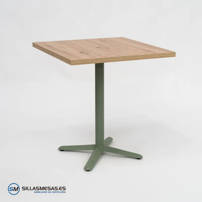 MESA ESTRELLA CUADRADA INTERIOR pie verde