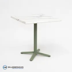 MESA ESTRELLA CUADRADA EXTERIOR pie verde