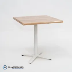 MESA ESTRELLA CUADRADA EXTERIOR pie blanco