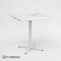 MESA ESTRELLA CUADRADA EXTERIOR pie blanco