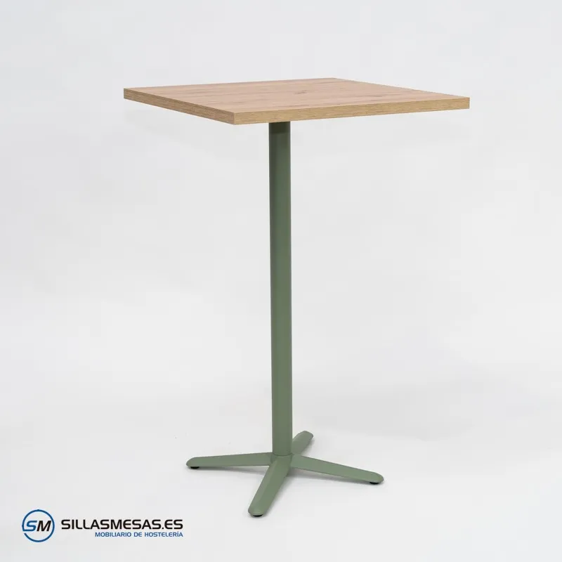 MESA ALTA ESTRELLA CUADRADA INTERIOR pie verde