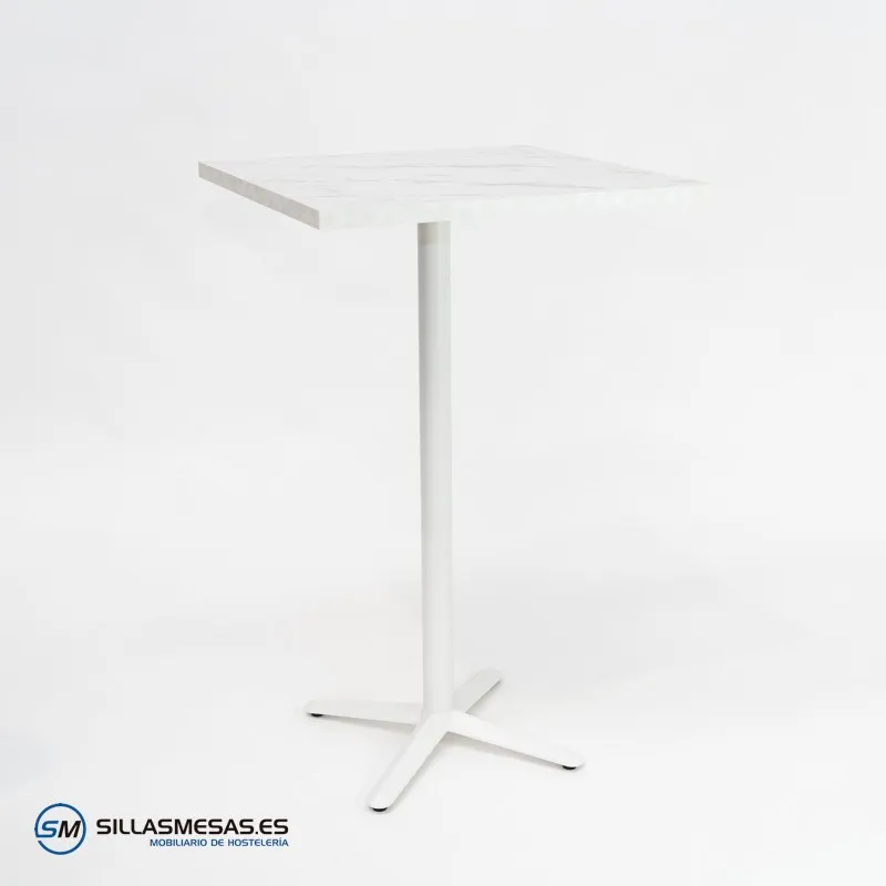 MESA ALTA ESTRELLA CUADRADA INTERIOR pie blanco