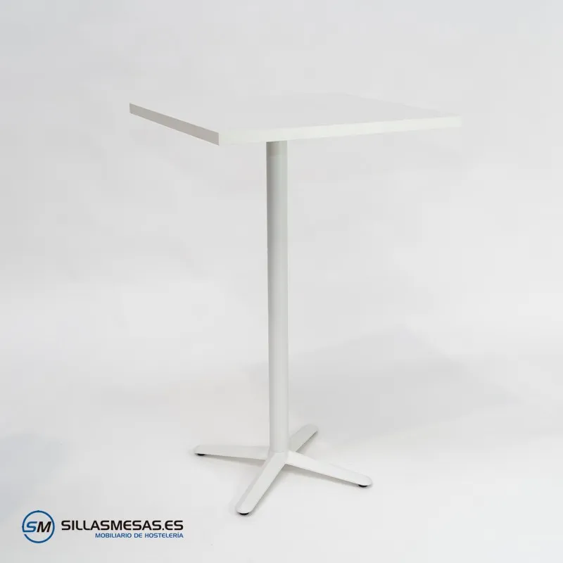 MESA ALTA ESTRELLA CUADRADA INTERIOR pie blanco